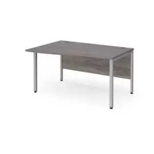 Maestro 25 left hand wave desk 1400mm wide - silver bench leg frame and grey oak top