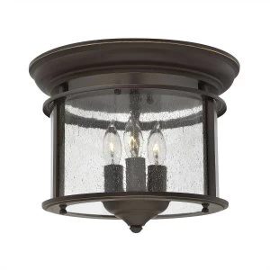 3 Light Flush Mount Ceiling Light Olde Bronze, E14