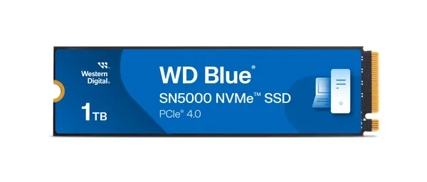 WD Blue 1TB SN5000 M.2 2280 PCIe Gen 4 NVMe SSD - 5150MB/s Read, 4900MB/s Write - WDBS3F0010BNC-WRSN