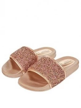 Monsoon Girls Sparkle Demi Dazzle Slider - Rose Gold, Size 7 Younger