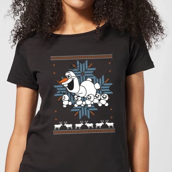 Disney Frozen Olaf and Snowmen Womens Christmas T-Shirt - Black