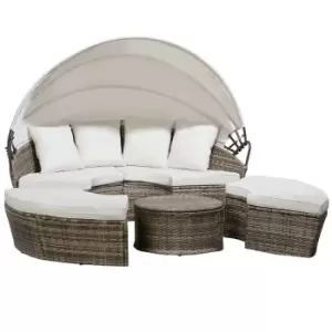 Garden Gear Modular Rattan Daybed with Table - Tonal Grey