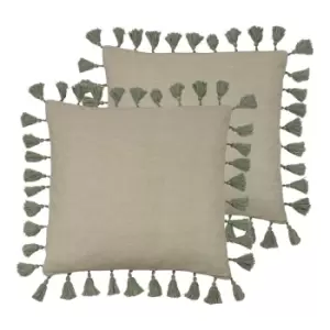 Furn. Dune Twin Pack Polyester Filled Cushions Sage