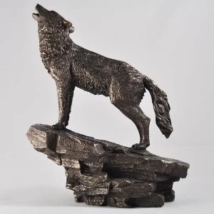 Howling Wolf Cold Cast Bronze Sculpture