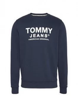 Tommy Jeans Essential Graphic Sweatshirt, Navy, Size L, Men