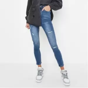 Missguided Petite Distressed Sinner Skinny Jeans - Blue