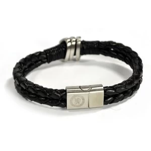 Chelsea Leather Double Plait Stainless Steel Boxed Bracelet