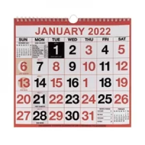 Wirebound Month To View Calendar 249x231mm 2022 KFYC2222