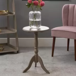 Taupe Pine Wood Round Pedestal Table K/D