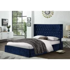 Envisage Trade - Eniya Upholstered Beds - Crush Velvet, Super King Size Frame, Blue - Blue