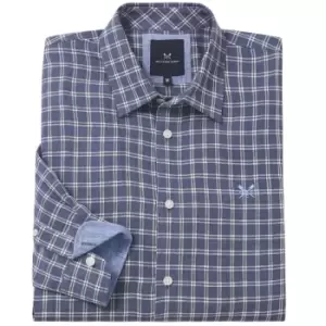 Crew Clothing Mens Linen Indigo Shirt Indigo/Optic White Medium