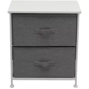 Lotte Modern 2 Tier Cube Fabric Basket Storage Unit Grey & White - Grey