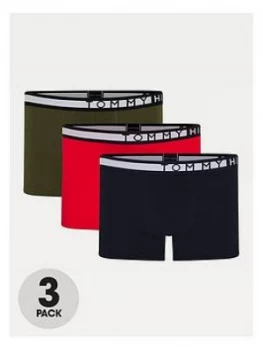 Tommy Hilfiger 3 Pack Trunks, Green/Red/Blue Size M Men