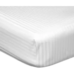 Belledorm 540 Thread Count Satin Stripe Extra Deep Fitted Sheet (Kingsize) (White) - White