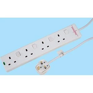 TruPower 1 Pack RB-05-4GANGSWD 4 Way Trailing Socket 5m Surge Protect Individual switch UK Plug