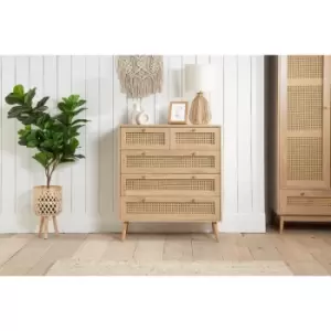 Croxley 5 Drawer Rattan Chest Oak - Oak