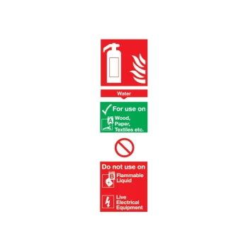 Water Fire Extinguisher Rigid PVC Sign - 100 X 300MM