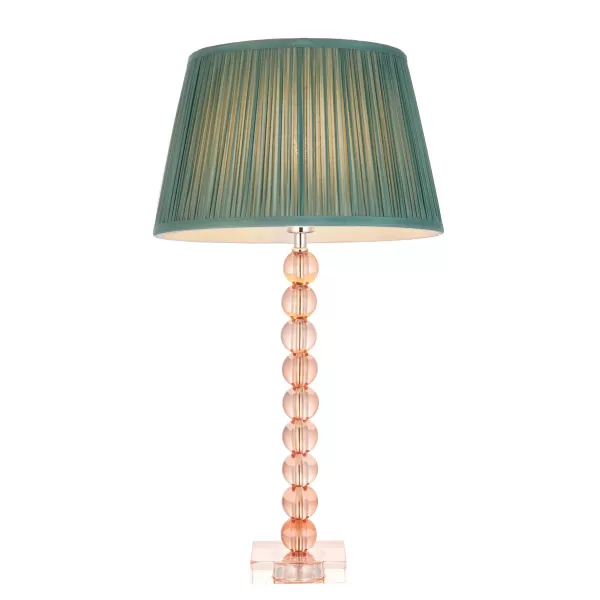 Adelie & Freya Base & Shade Table Lamp Blush Crystal Glass & Fir Silk