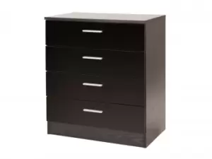 GFW Ottawa Black High Gloss 4 Drawer Chest of Drawers Flat Packed