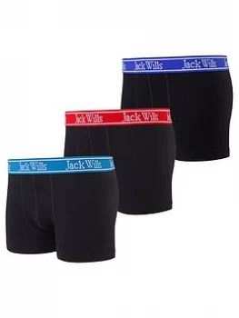 Jack Wills Boys 3 Pack Contrast Waistband Boxers - Black, Size Age: 10-11 Years