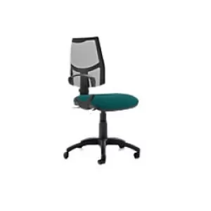 Dynamic Permanent Contact Backrest Task Operator Chair Loop Arms Eclipse II Black Back, Maringa Teal Seat Without Headrest Medium Back