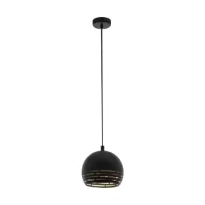 Pendant Ceiling Light Colour Black Cut Out Gold Inner Shade Bulb E27 1x40W