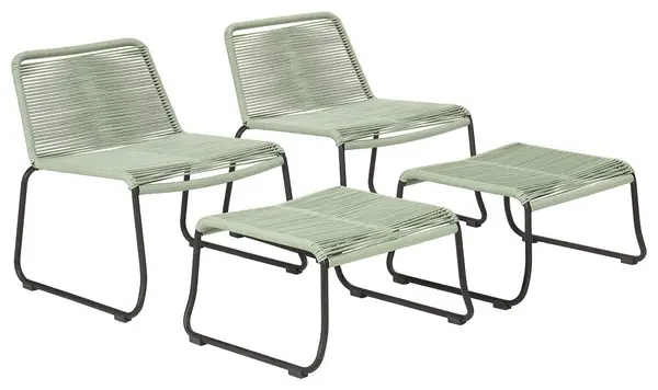 Pacific Pacific Pang Pair of Metal Garden Chair with Stools - Green