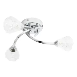 Spa Volos 3 Light Ceiling Light Diamond Cut Glass and Chrome