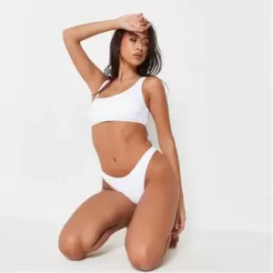 Missguided High Leg Boomerang Bikini Bottoms - White