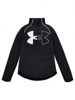 Urban Armor Gear Boys Childrens UA Tech Graphic Logo Half Zip Top - Black/White, Size L, 11-12 Years