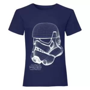 Star Wars Girls Stormtrooper Wireframe T-Shirt (12-13 Years) (Navy)