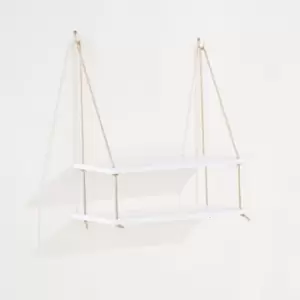 Thames 44cm double rope shelf - white effect foil