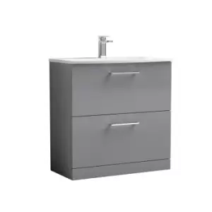 Nuie Arno 800mm Floor Standing 2 Drawer Vanity & Basin 4 Cloud Grey