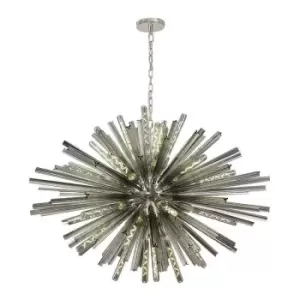 Luminosa 32 Light E27, Oval Pendant Polished Nickel , Smoke Glass