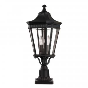 2 Light Medium Outdoor Pedestal Light Black IP44, E14