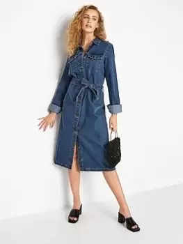 Long Tall Sally Denim Shirt Dress, Blue, Size 14, Women