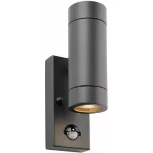 Loops - Twin Up & Down Wall Light with pir Sensor - 2 x 7W GU10 LED - Anthracite Grey