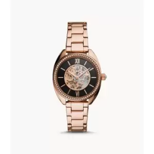 Fossil Womens Vale Automatic Rose Gold-Tone Stainless Steel Watch - Rose Gold