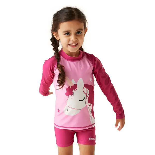 Regatta Girls Animal Rash Suit 48-60 Months (104-110cm) Luna the Unicorn/Sweet Pink RKM041G-DAL-48