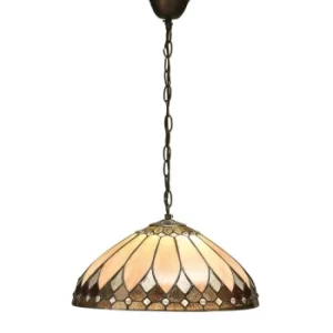 Brooklyn 1 Light Medium Ceiling Pendant Dark Bronze, Tiffany glass, E27