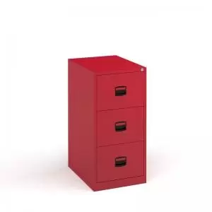 Steel 3 drawer contract filing cabinet 1016mm high - red