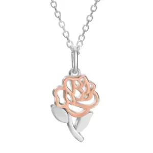 Disney Princess Rose shaped Sterling Silver and Rose Gold Cut Through Necklace N900530TL-18.PH