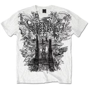 Avenged Sevenfold - Land of Cain Unisex Large T-Shirt - White