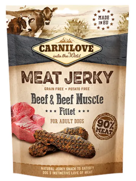 Carnilove Beef and Beef Muscle Jerky Fillet Dog Treat 100g