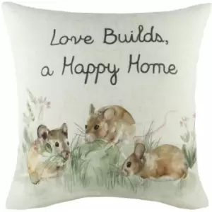 Evans Lichfield - Hedgerow Mice Print Cushion Cover, Multi, 43 x 43 Cm