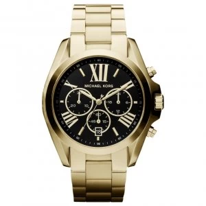 Michael Kors Ladies Chronograph Gold Bracelet Black Dial Watch MK5739