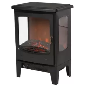 HOMCOM 1800W Tempered Glass Electric Fireplace Heater Black