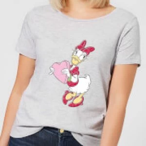 Disney Daisy Duck Love Heart Womens T-Shirt - Grey - 4XL