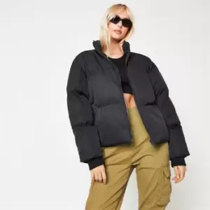 Missguided Funnel Neck Puffer Coat - Black