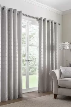 'Cassina' Circular Patterned Pair of Eyelet Curtains